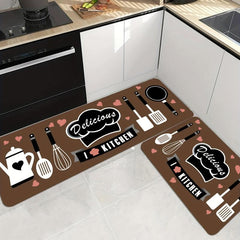 Cartoon Chef Anti-Fatigue Kitchen Mat - Polyester Carpet
