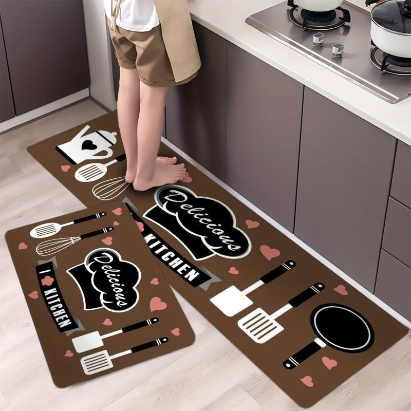 Cartoon Chef Anti-Fatigue Kitchen Mat - Polyester Carpet