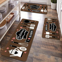Cartoon Chef Anti-Fatigue Kitchen Mat - Polyester Carpet