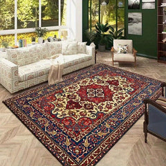 Vintage Persian Square Rug Machine Washable No Slip Floor Carpet
