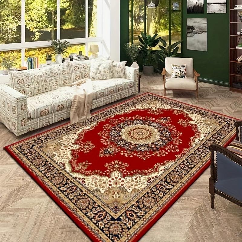 Vintage Persian Square Rug Machine Washable No Slip Floor Carpet