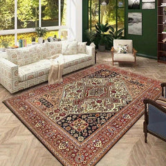 Vintage Persian Square Rug Machine Washable No Slip Floor Carpet