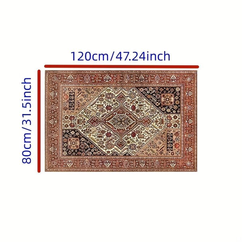 Vintage Persian Square Rug Machine Washable No Slip Floor Carpet
