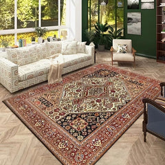 Vintage Persian Square Rug Machine Washable No Slip Floor Carpet