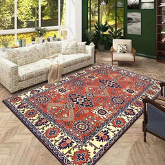 Vintage Persian Square Rug Machine Washable No Slip Floor Carpet