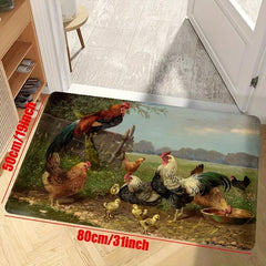 Soft Rooster Kitchen Floor Mat Non-slip Waterproof Dirt-resistant Washable