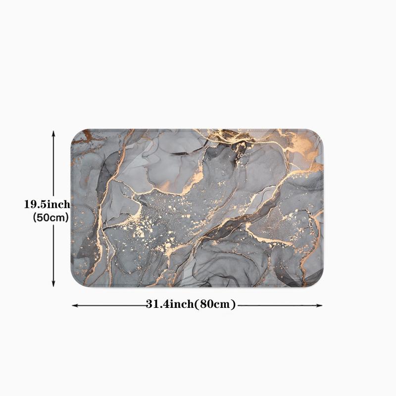 Grey Marble Kitchen Floor Mat Non-Slip Indoor Doormat