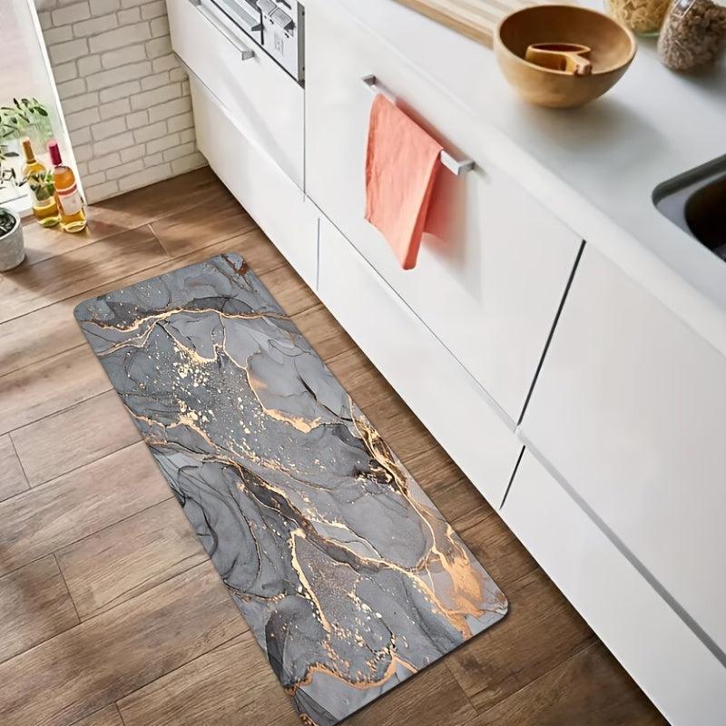 Grey Marble Kitchen Floor Mat Non-Slip Indoor Doormat