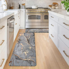 Grey Marble Kitchen Floor Mat Non-Slip Indoor Doormat