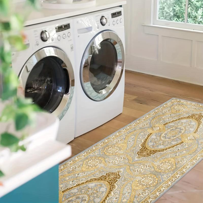 Washable Kitchen Runner Rug 60x304 Entryway Tan Boho Hallway Modern Bathroom Rug