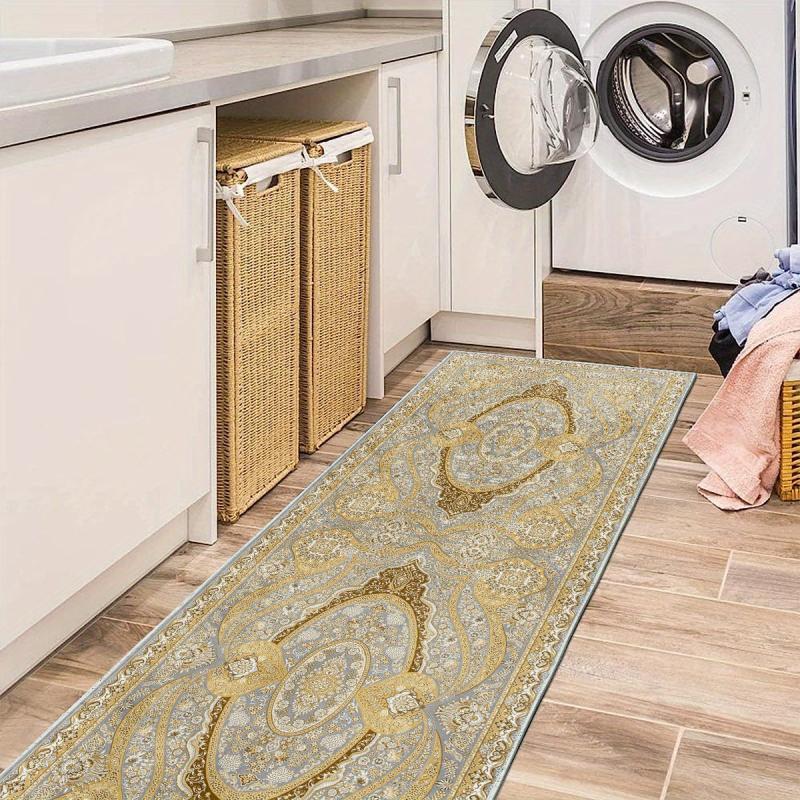 Washable Kitchen Runner Rug 60x304 Entryway Tan Boho Hallway Modern Bathroom Rug
