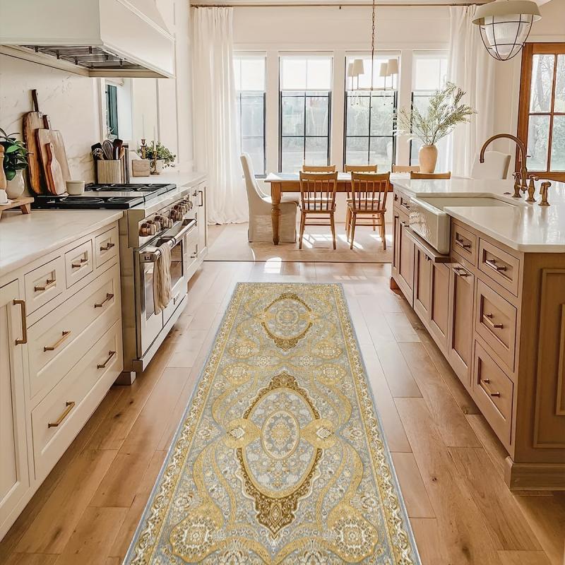 Washable Kitchen Runner Rug 60x304 Entryway Tan Boho Hallway Modern Bathroom Rug