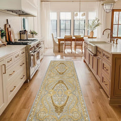 Washable Kitchen Runner Rug 60x304 Entryway Tan Boho Hallway Modern Bathroom Rug