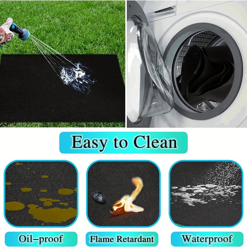 Waterproof BBQ Floor Mats, 91x127 cm, Outdoor Grill Mat 61x74 cm