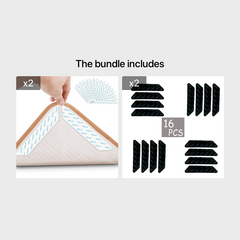 16pcs Reusable Carpet Pad and Rug Tape, Washable and Durable