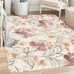 Soft Vintage Floral Shaggy Area Rug Waterproof Throw Rug