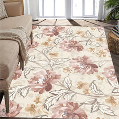 Soft Vintage Floral Shaggy Area Rug Waterproof Throw Rug
