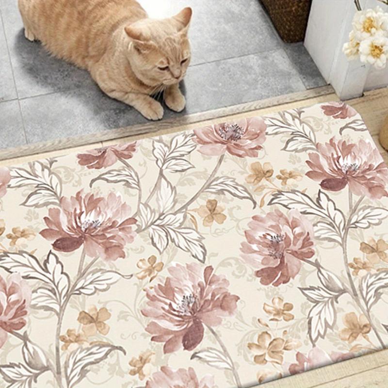 Soft Vintage Floral Shaggy Area Rug Waterproof Throw Rug