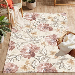 Soft Vintage Floral Shaggy Area Rug Waterproof Throw Rug