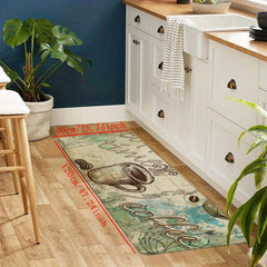 Vintage Coffee Cup Kitchen Floor Mat Non-slip Waterproof Dirt-resistant