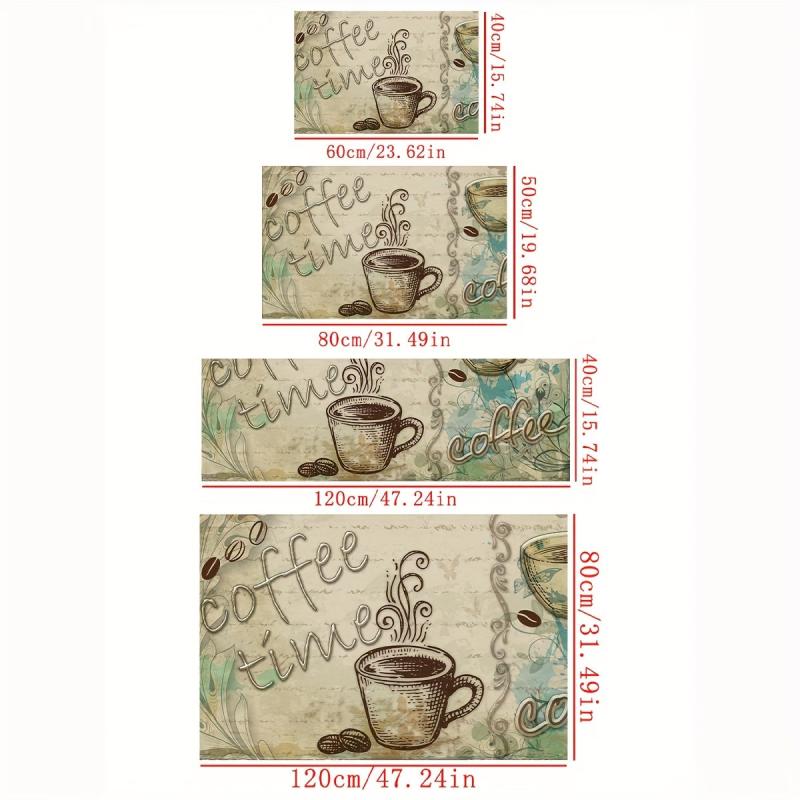 Vintage Coffee Cup Kitchen Floor Mat Non-slip Waterproof Dirt-resistant