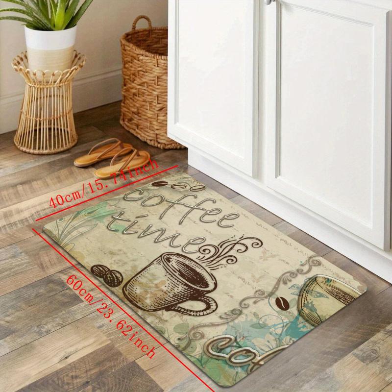 Vintage Coffee Cup Kitchen Floor Mat Non-slip Waterproof Dirt-resistant
