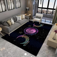Triple Moon Goddess Galaxy Area Rug Washable Oversized Floor Carpet