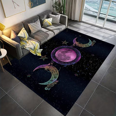 Triple Moon Goddess Galaxy Area Rug Washable Oversized Floor Carpet