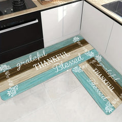 Vintage Wood Kitchen Mat Anti Slip Balcon Polyester Carpet
