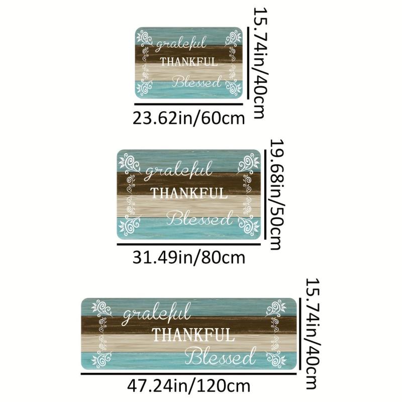 Vintage Wood Kitchen Mat Anti Slip Balcon Polyester Carpet