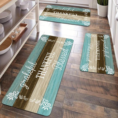 Vintage Wood Kitchen Mat Anti Slip Balcon Polyester Carpet