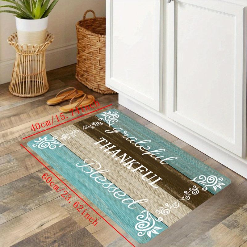Vintage Wood Kitchen Mat Anti Slip Balcon Polyester Carpet