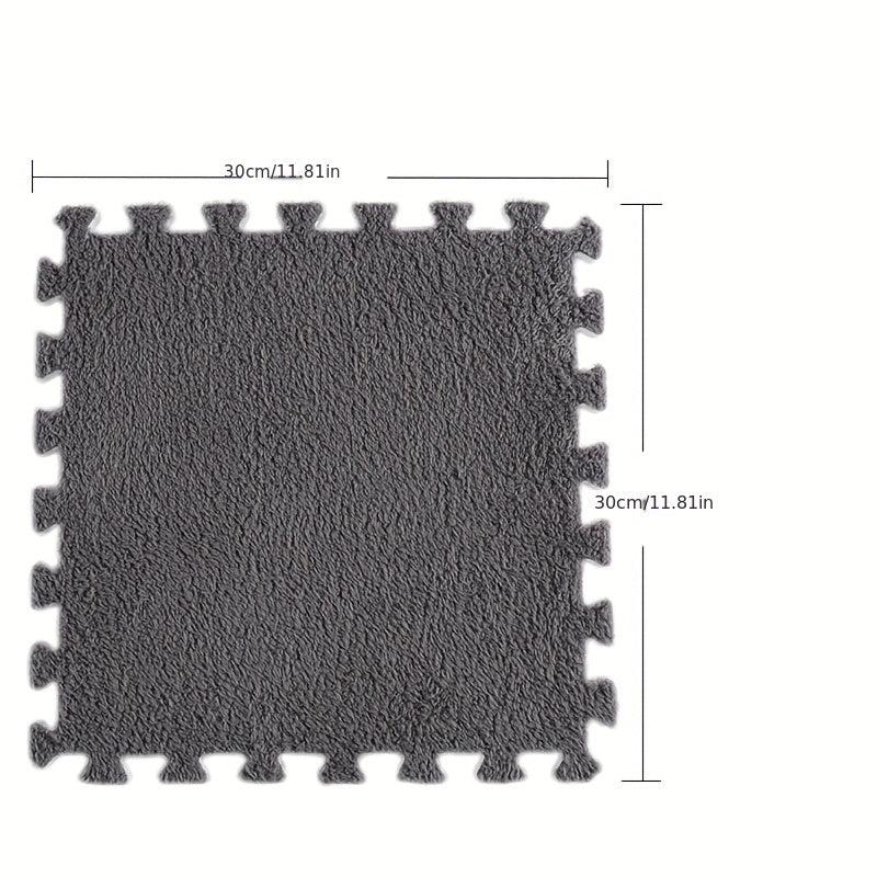 12pcs Plush Puzzle Foam Floor Mat Interlocking Carpet Fluffy Area Rug
