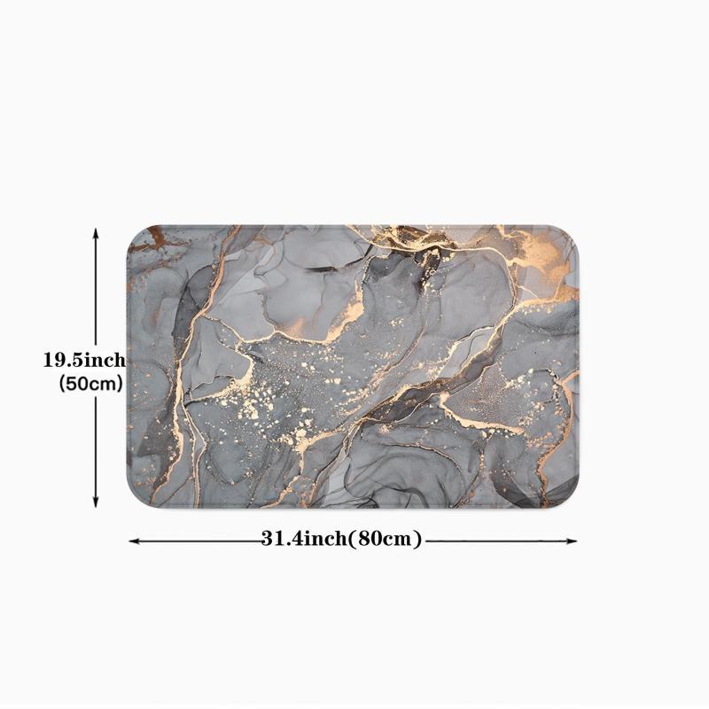 Grey Marble Kitchen Mat Soft Non-slip Waterproof Runner Rug