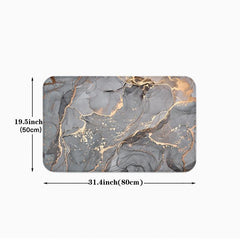 Grey Marble Kitchen Mat Soft Non-slip Waterproof Runner Rug