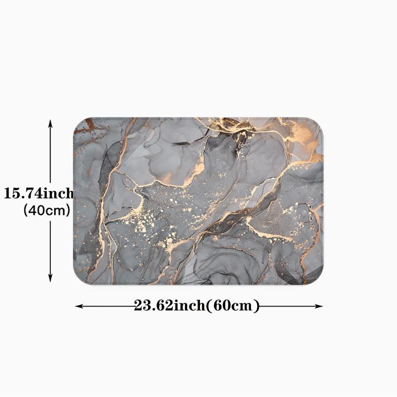 Grey Marble Kitchen Mat Soft Non-slip Waterproof Runner Rug