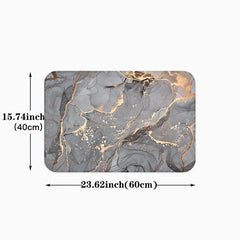 Grey Marble Kitchen Mat Soft Non-slip Waterproof Runner Rug