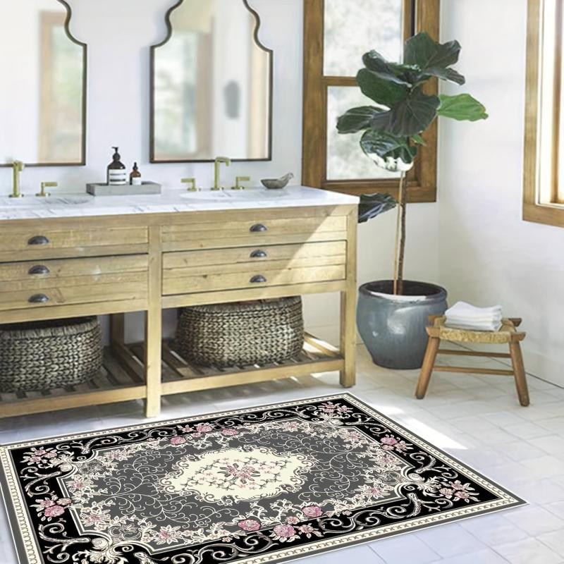 Boho Style Floral Rug Soft Non Slip Indoor Floor Mat Washable Home Decor 3 Sizes