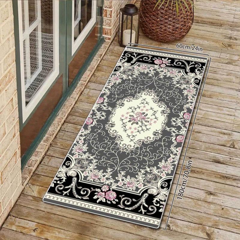 Boho Style Floral Rug Soft Non Slip Indoor Floor Mat Washable Home Decor 3 Sizes