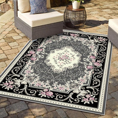 Boho Style Floral Rug Soft Non Slip Indoor Floor Mat Washable Home Decor 3 Sizes