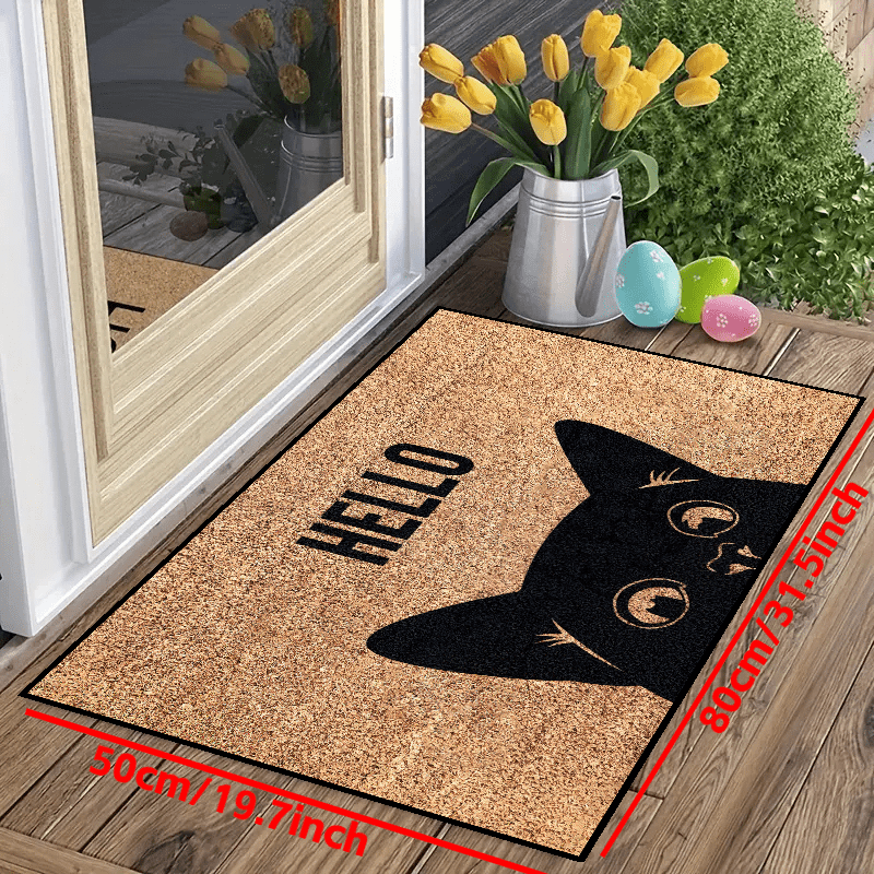 Hello Cat Door Mat Indoor Mat Creative Doormat Non-slip Floor Rug Mat