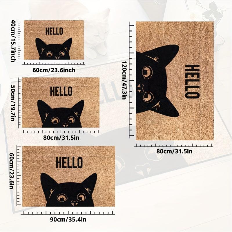 Hello Cat Door Mat Indoor Mat Creative Doormat Non-slip Floor Rug Mat