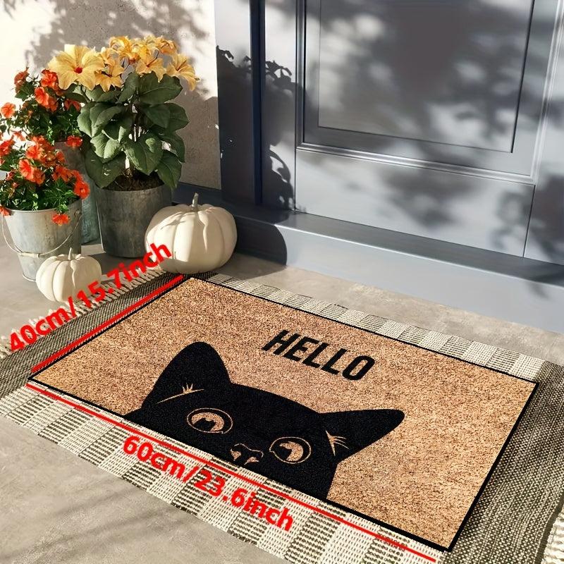 Hello Cat Door Mat Indoor Mat Creative Doormat Non-slip Floor Rug Mat
