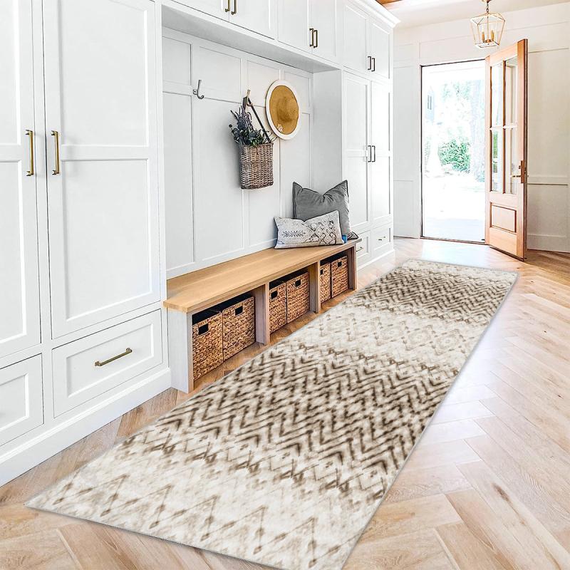 Modern Geometric Runner Rug 2'X10' Extra Long Oriental Hallway Rug Non Slip