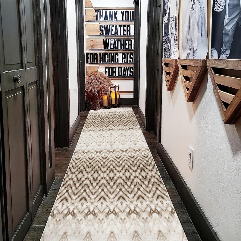 Modern Geometric Runner Rug 2'X10' Extra Long Oriental Hallway Rug Non Slip