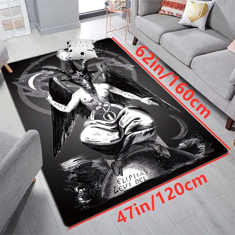 Dark Baphomet Rug Satanic Pattern for Living Room Halloween Decor