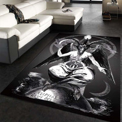 Dark Baphomet Rug Satanic Pattern for Living Room Halloween Decor