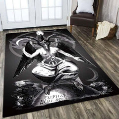 Dark Baphomet Rug Satanic Pattern for Living Room Halloween Decor