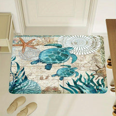 Soft Flannel Sea Turtle Bathroom Mat Non Slip Shower Room Floor Carpet