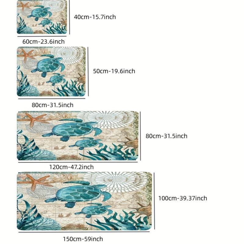 Soft Flannel Sea Turtle Bathroom Mat Non Slip Shower Room Floor Carpet